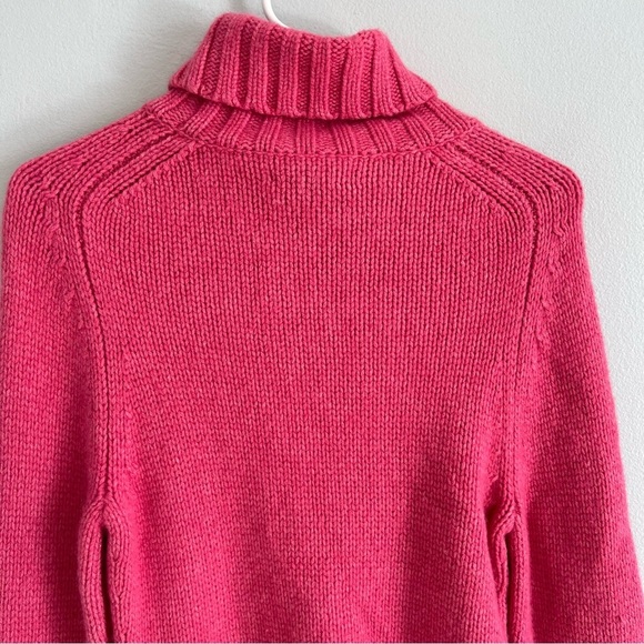 Express Wool Angora Cashmere Turtleneck Cable Knit Sweater Pink Sz XL Fisherman - Picture 7 of 8